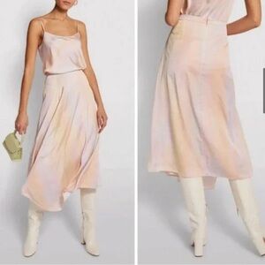 Vince Rainbow Wash Asymmetric Drape Midi Skirt, Sz 2